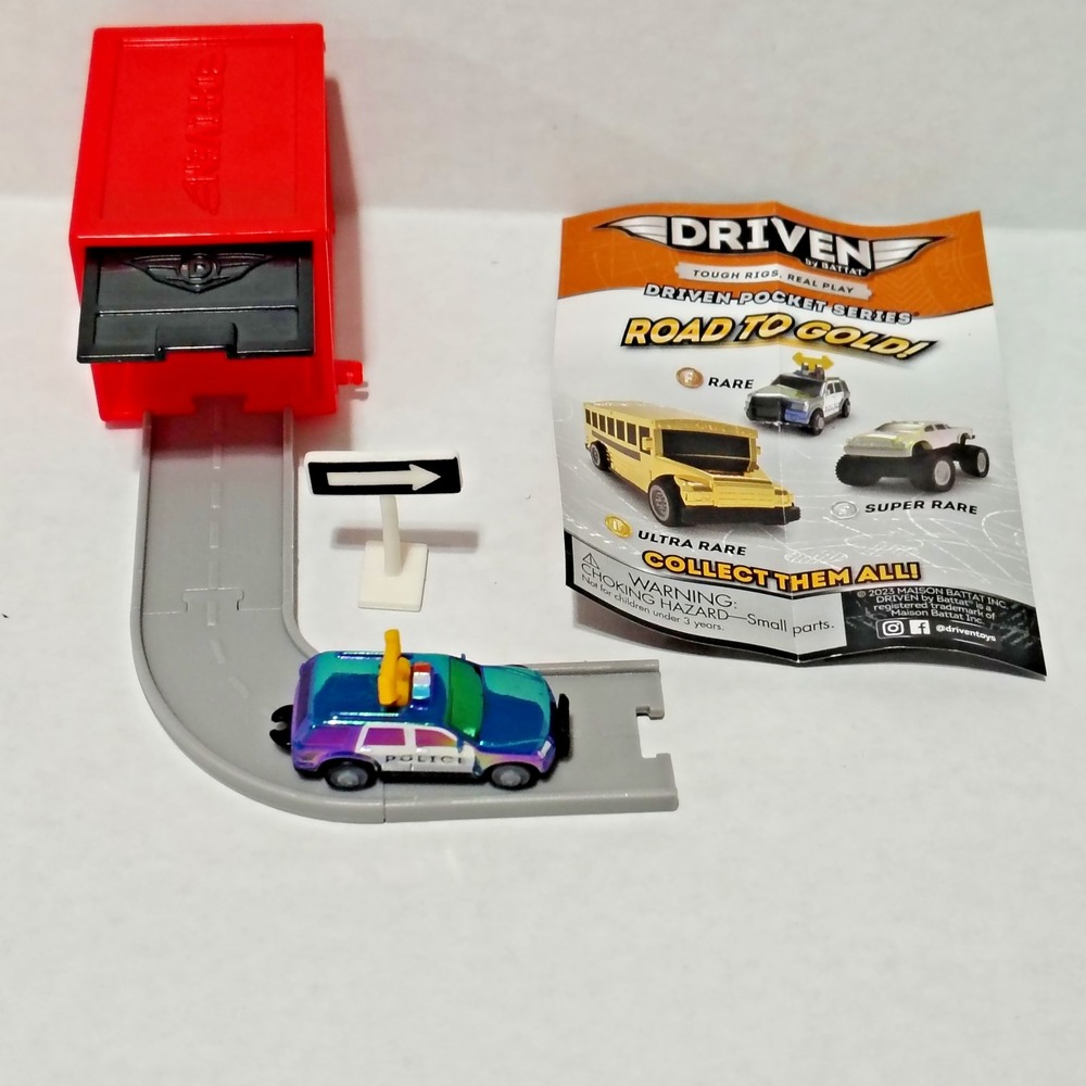 Police Truck SUV RAINBOW RARE Road To Gold Driven Battat Pocket Micro Toy Car